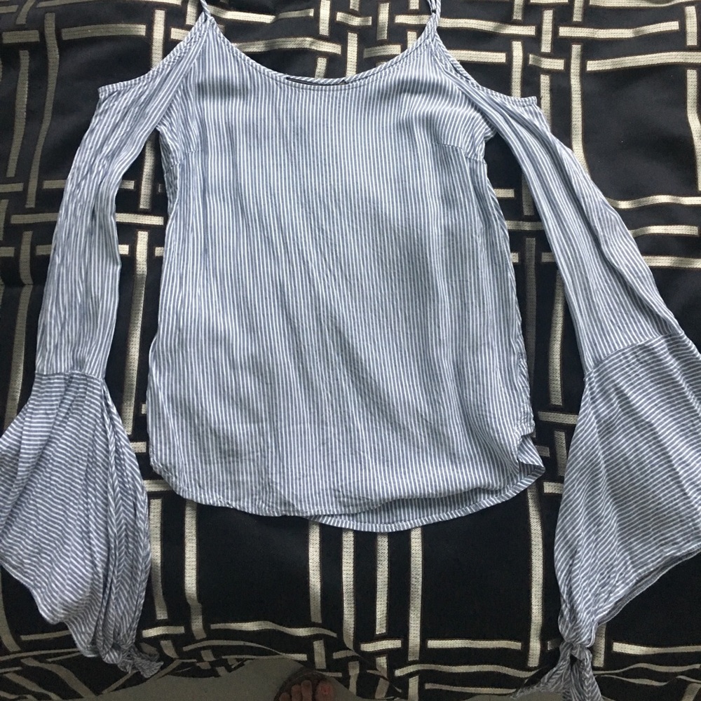 BCBGMAXAZRIA XXS striped blue and white blouse